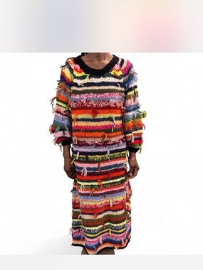 CAVIA multicolor knitted striped maxi dress
